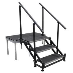 Staging Dimensions 12" to 24" Adjustable Stair Unit 3 Step With Handrails Rental