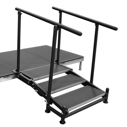 Staging Dimensions 12" to 24" Adjustable Stair Unit 3 Step With Handrails Rental - Image 2
